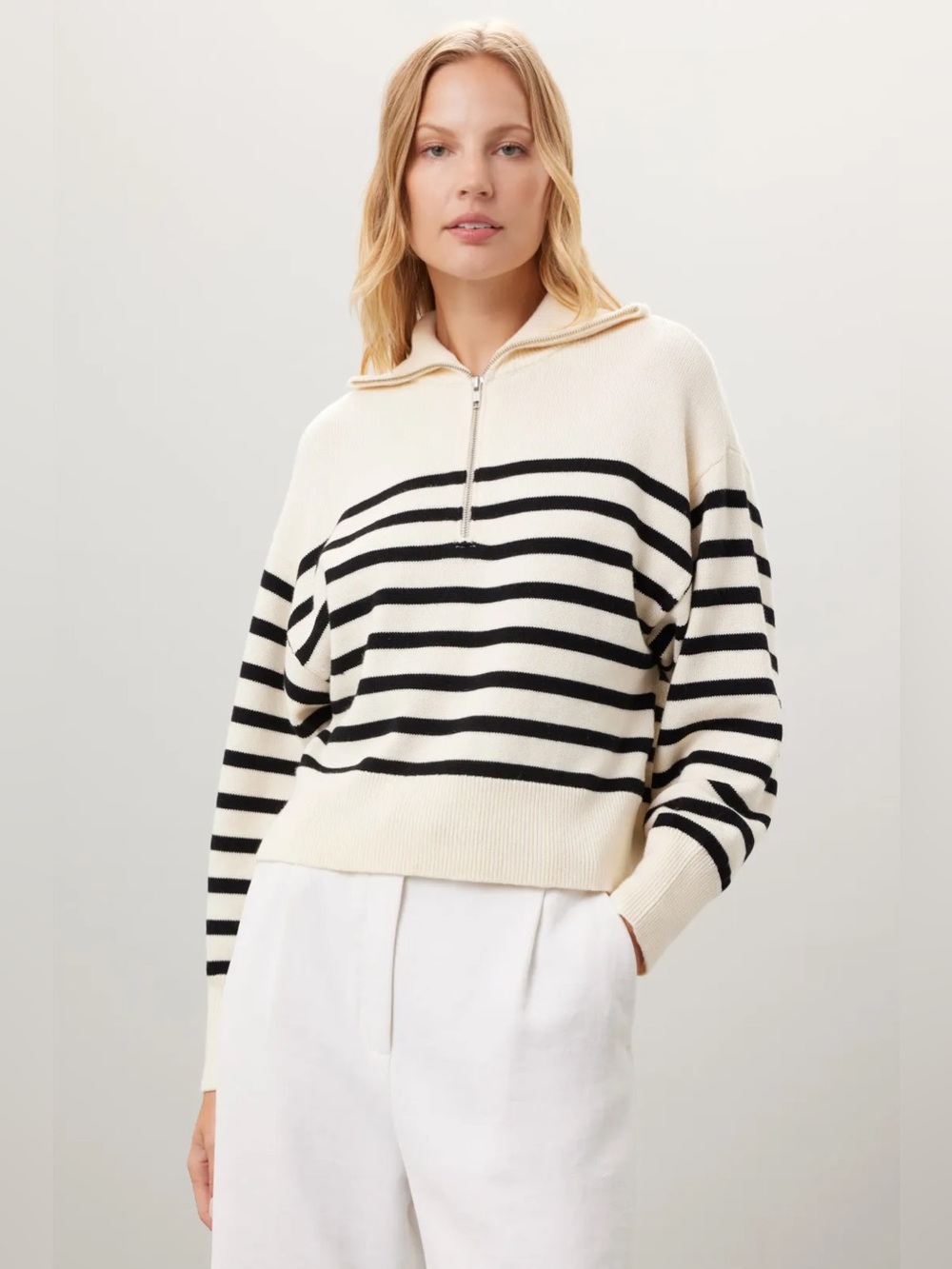 *Flawed RTR Marissa Webb Stripe Quarter Zip Sweater (0502)